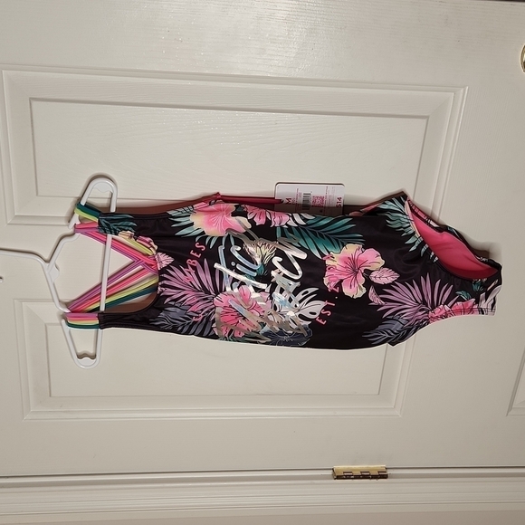 Justice Graphic Racerback One-Piece Swimsuit Size M NWT - Picture 4 of 14